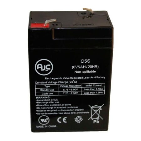 Battery Clerk AJC  PowerSonic PS-640FP 6V 5Ah Sealed Lead Acid Battery AJC-C5S-A-1-155386